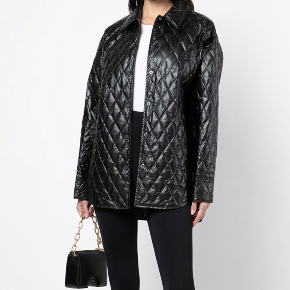 Theory Shirt Jacket Quilted Faux Leather Size P / XS